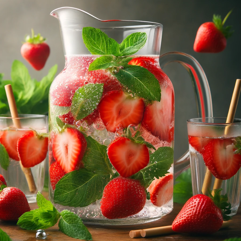 Eau aromatisée fraise-menthe