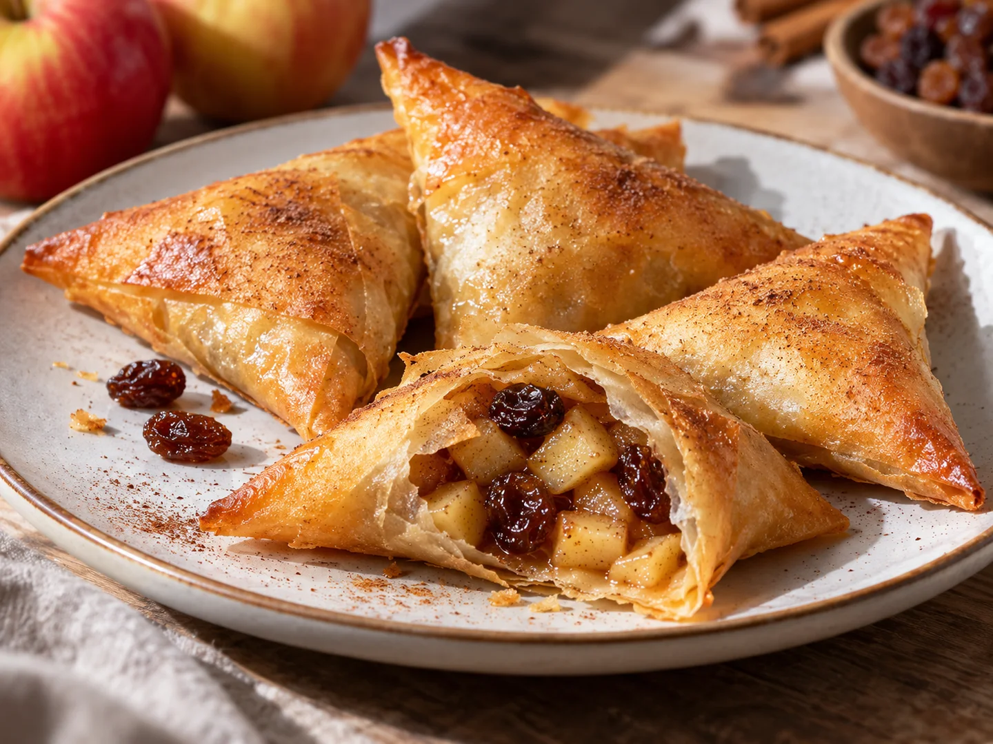 Bricks aux pommes et raisins secs