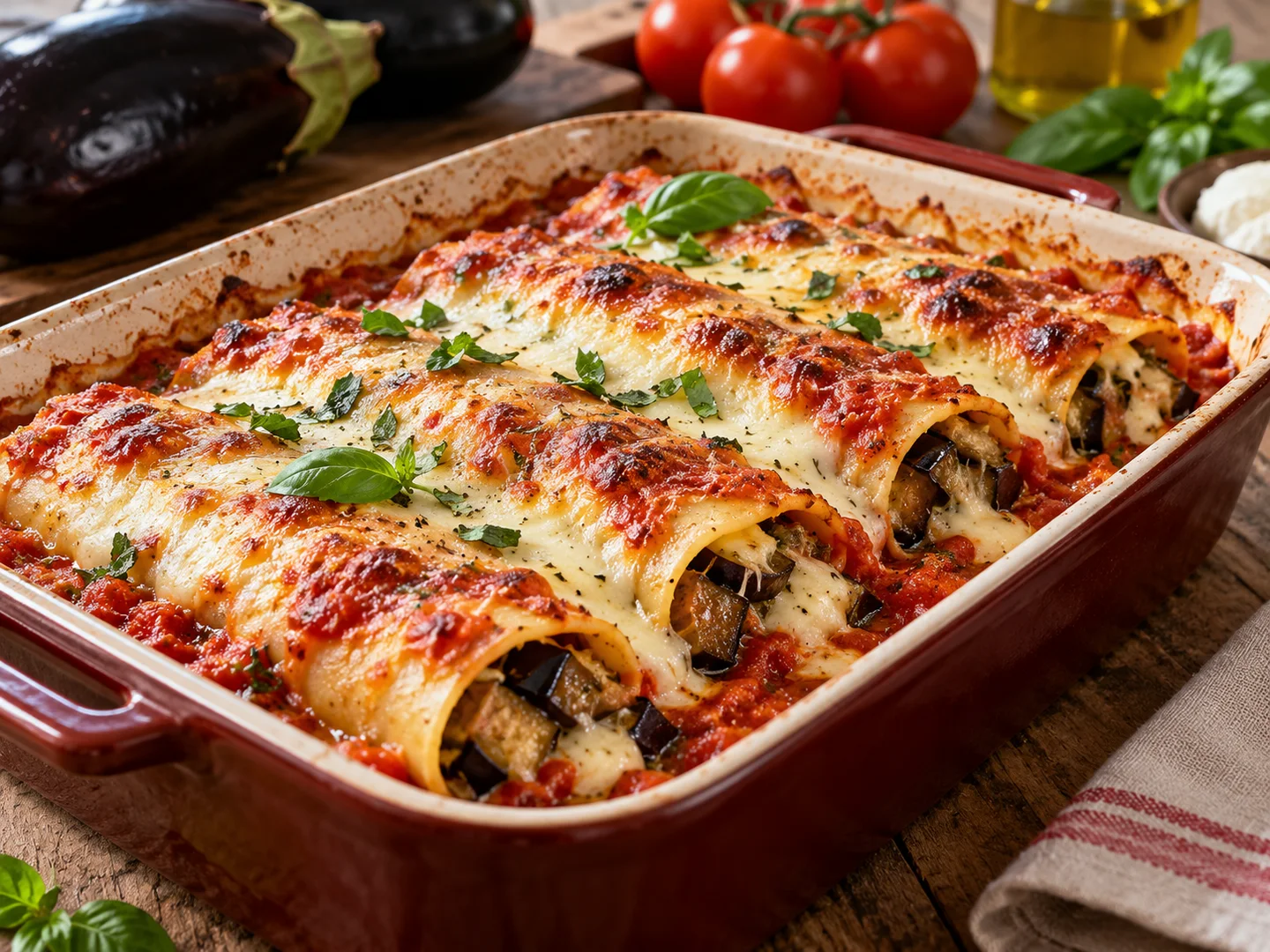 Cannelloni aux aubergines et mozzarella