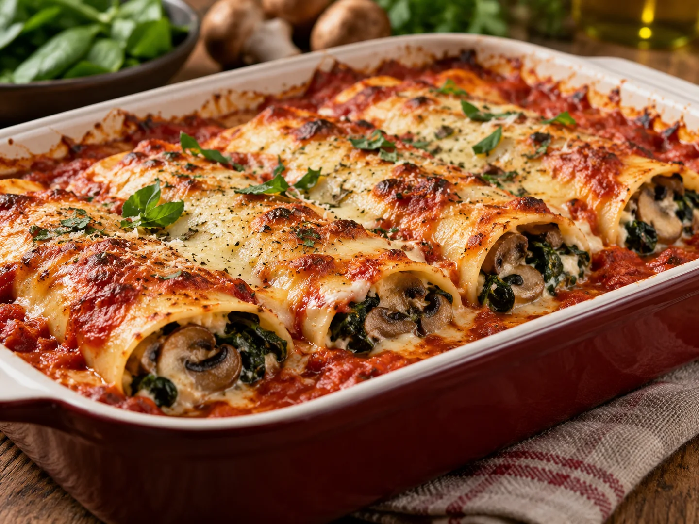 Cannelloni aux champignons et Ã©pinards