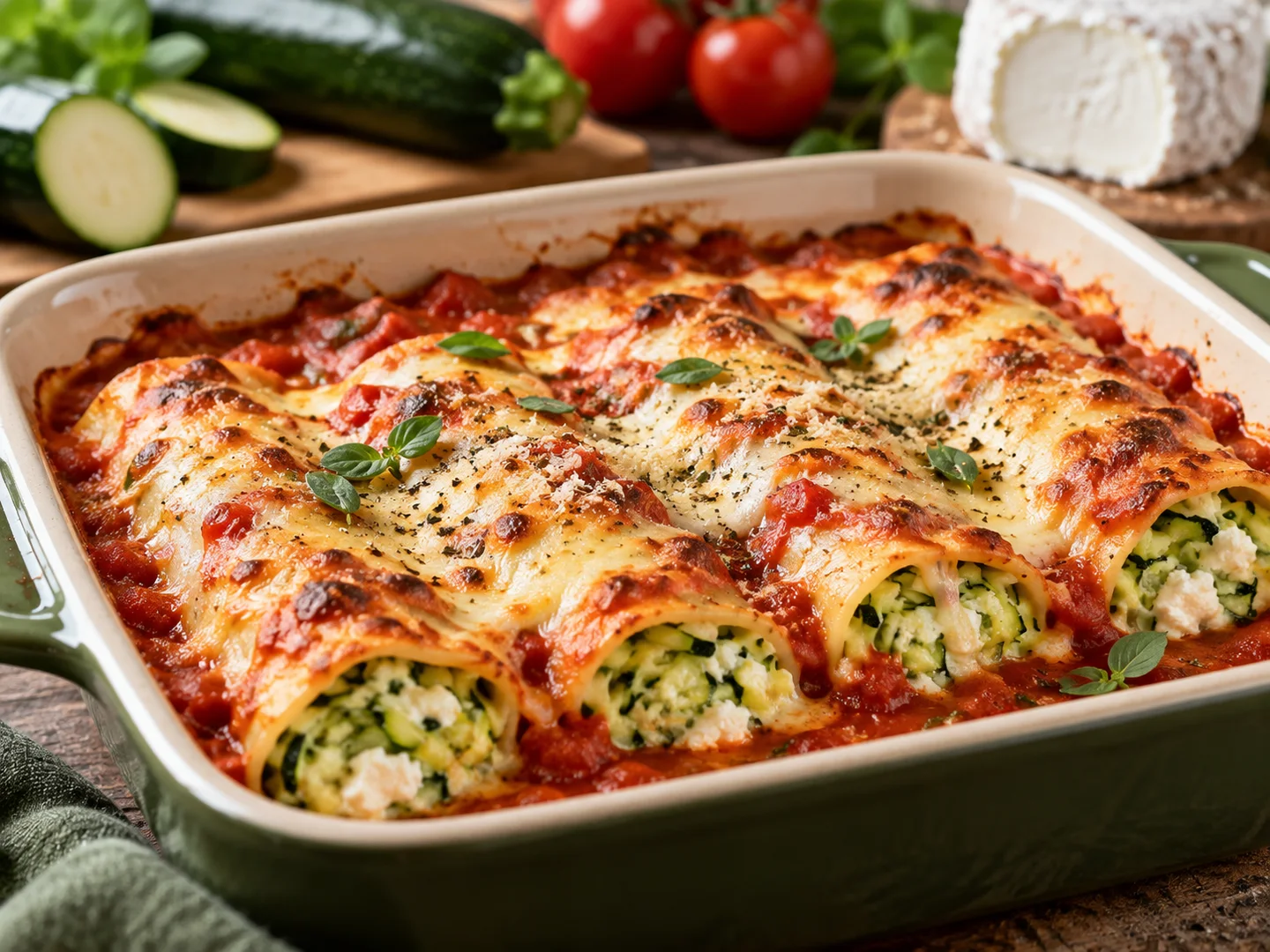 Cannelloni au chÃ¨vre et courgettes gratinÃ©s