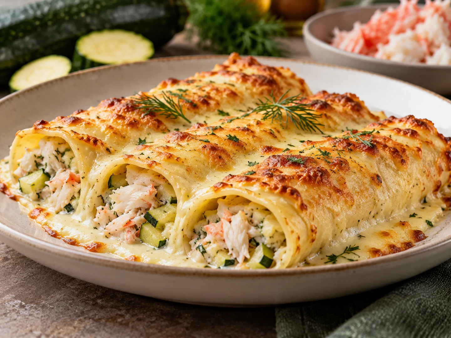 Cannelloni au crabe et courgettes avec bÃ©chamel