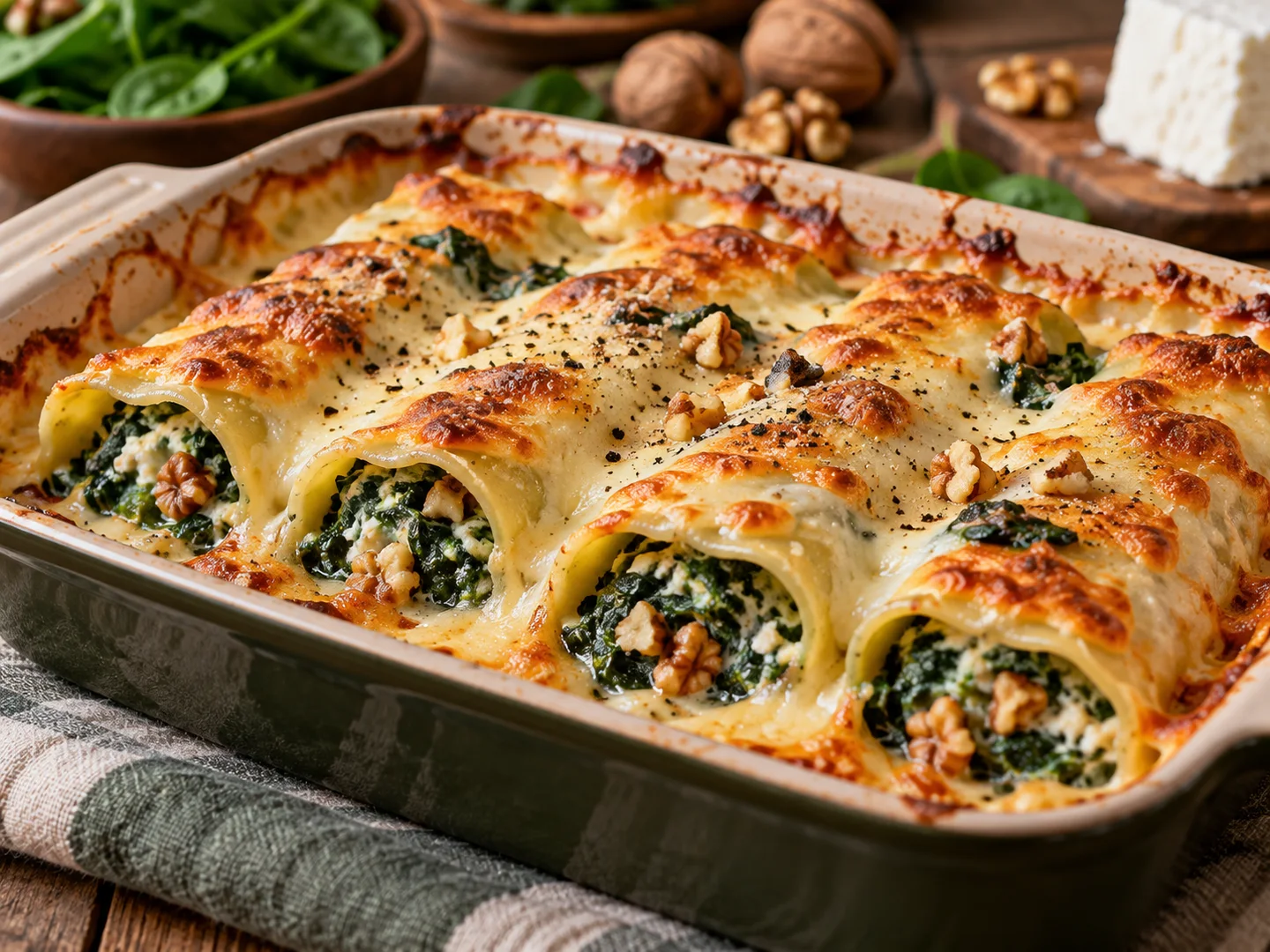 Cannelloni aux Ã©pinards ricotta et noix