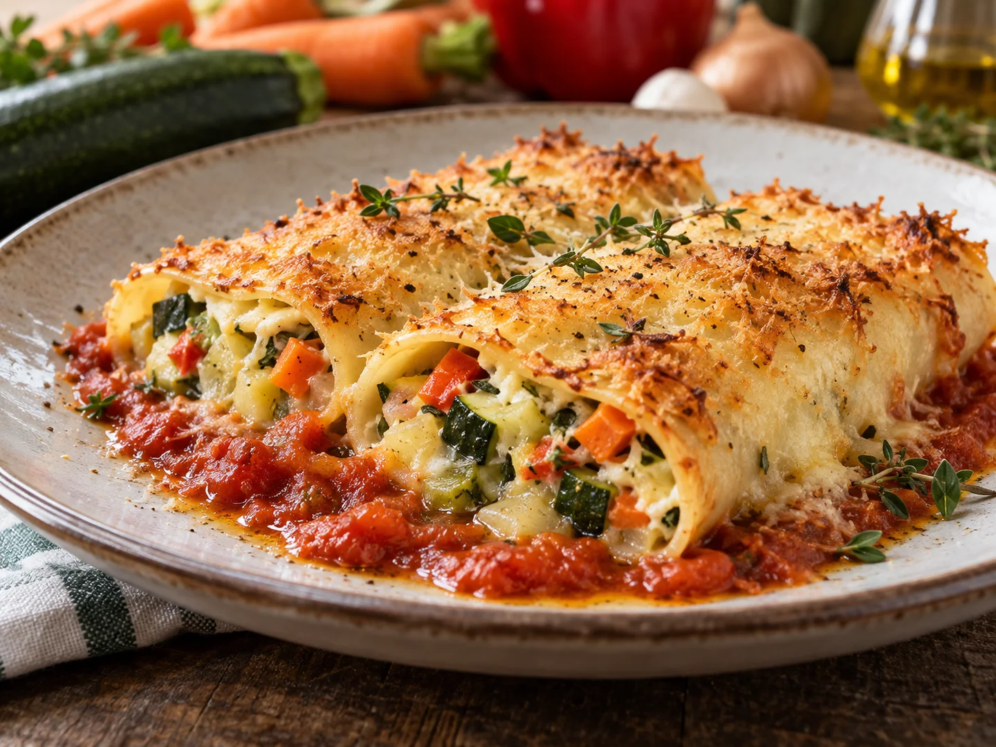 Cannelloni aux lÃ©gumes et parmesan gratinÃ©