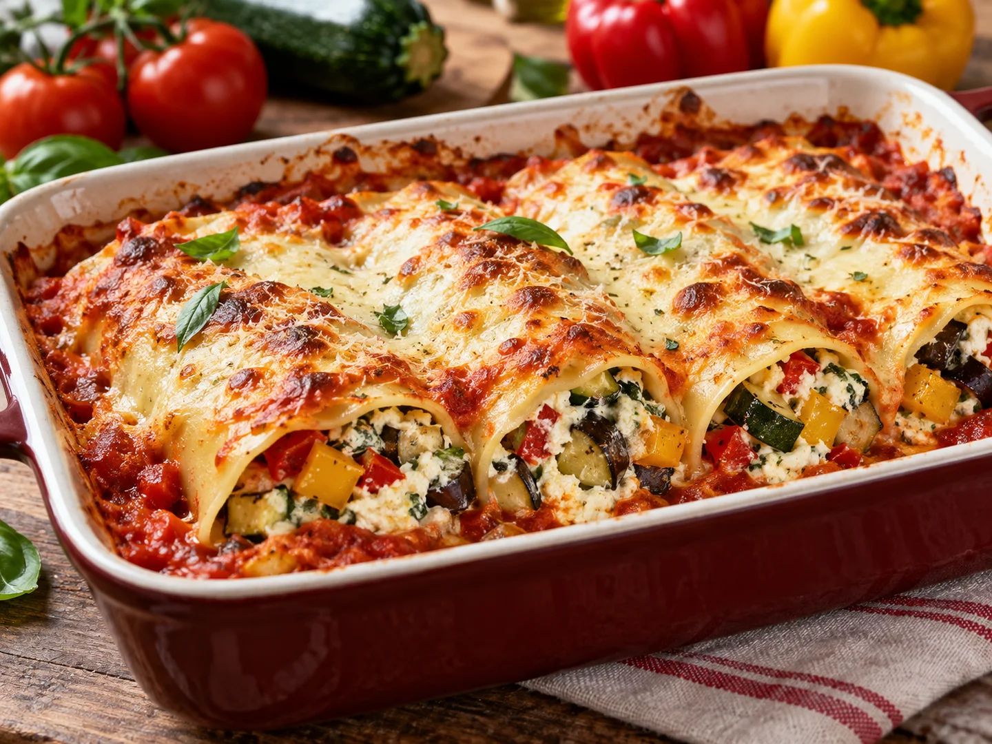 Cannelloni aux lÃ©gumes rÃ´tis et ricotta