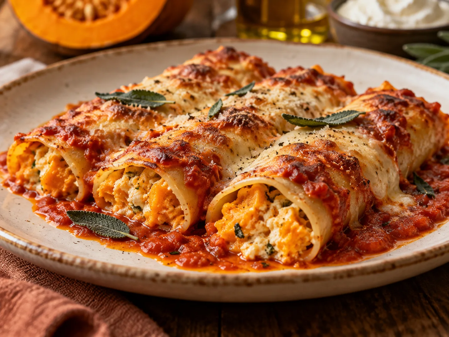 Cannelloni au potiron et mascarpone