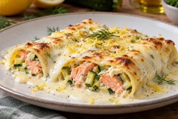 Cannelloni au saumon et courgettes sauce blanche