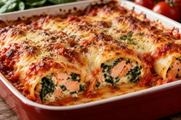 Cannelloni au saumon et Ã©pinards gratinÃ©s