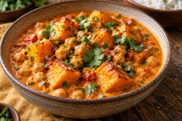 Courge rÃ´tie au curry et lait de coco