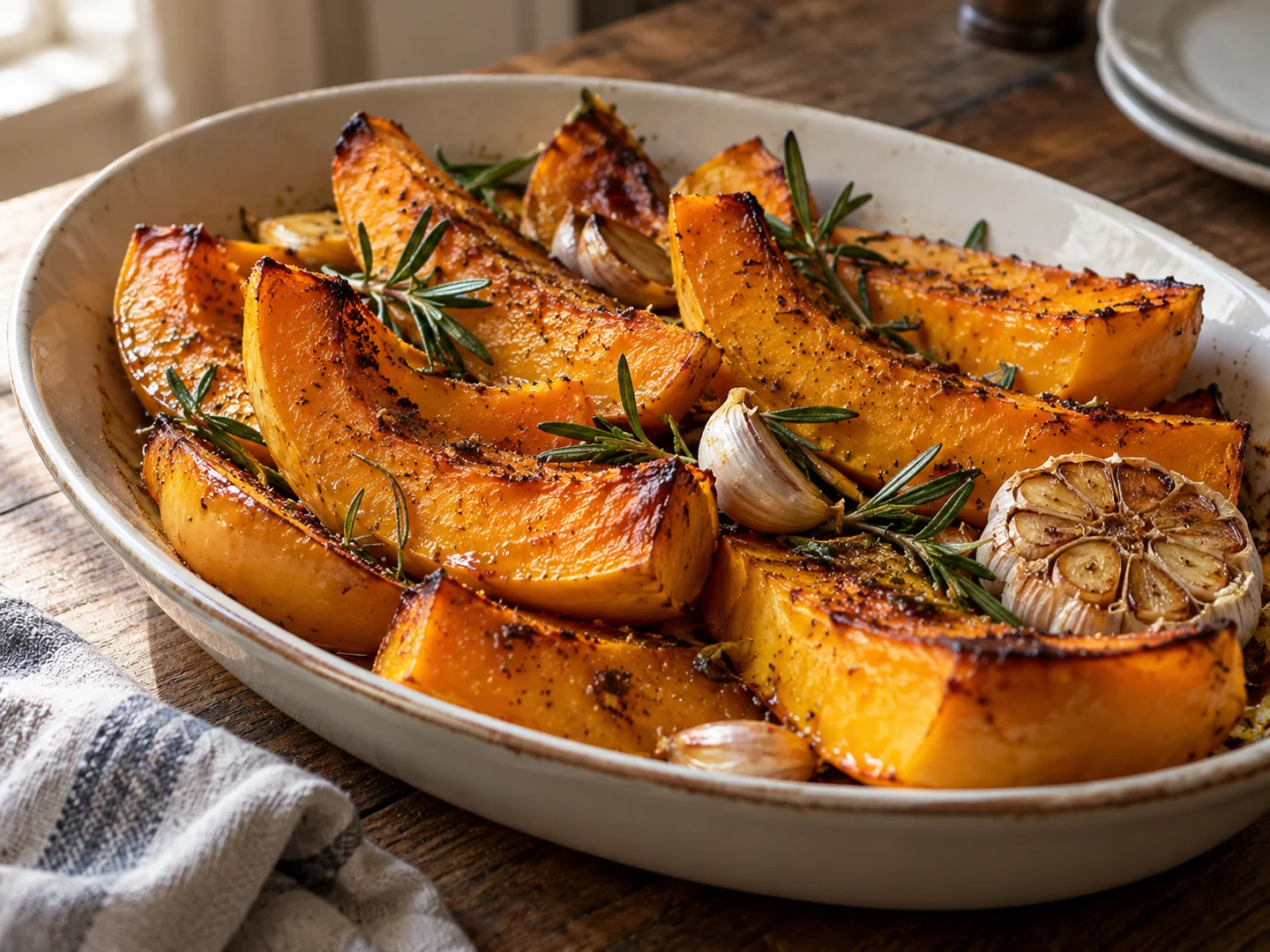 Courge butternut rÃ´tie au romarin