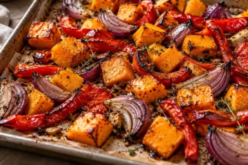 Courge et poivrons rouges rÃ´tis