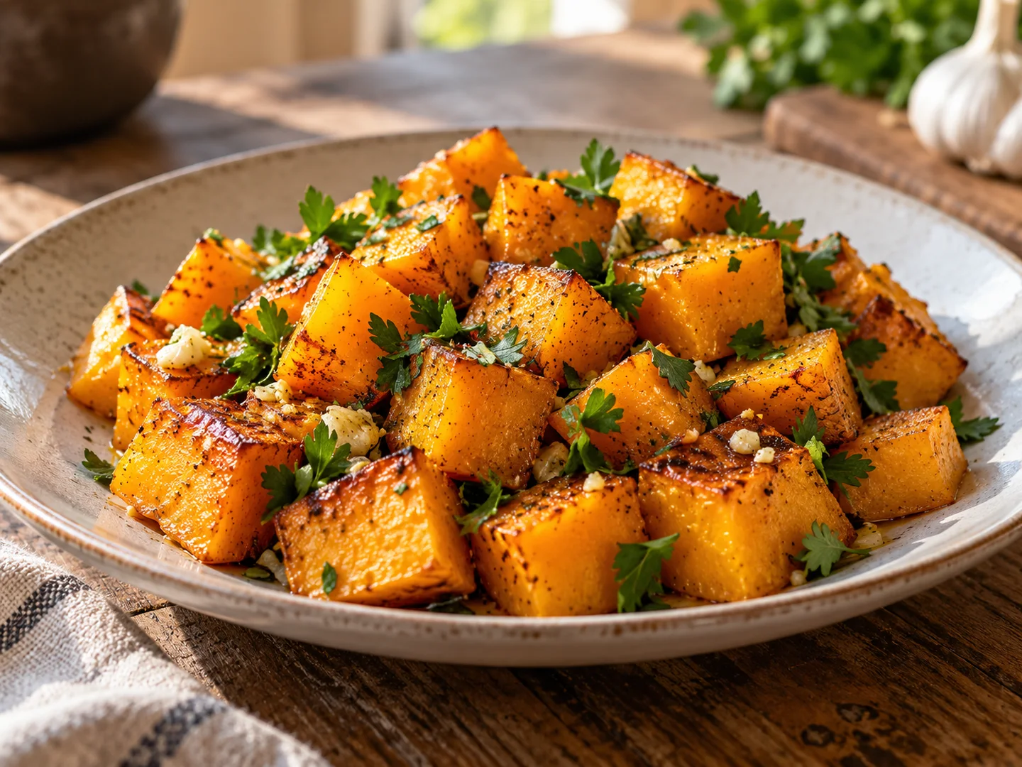 Courge sautÃ©e Ã  lâ€™ail et au persil