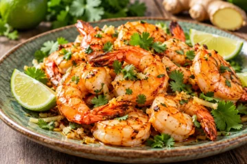 Crevettes sautÃ©es au citron vert, gingembre et coriandre