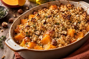 Crumble salÃ© de courge, parmesan et noisettes