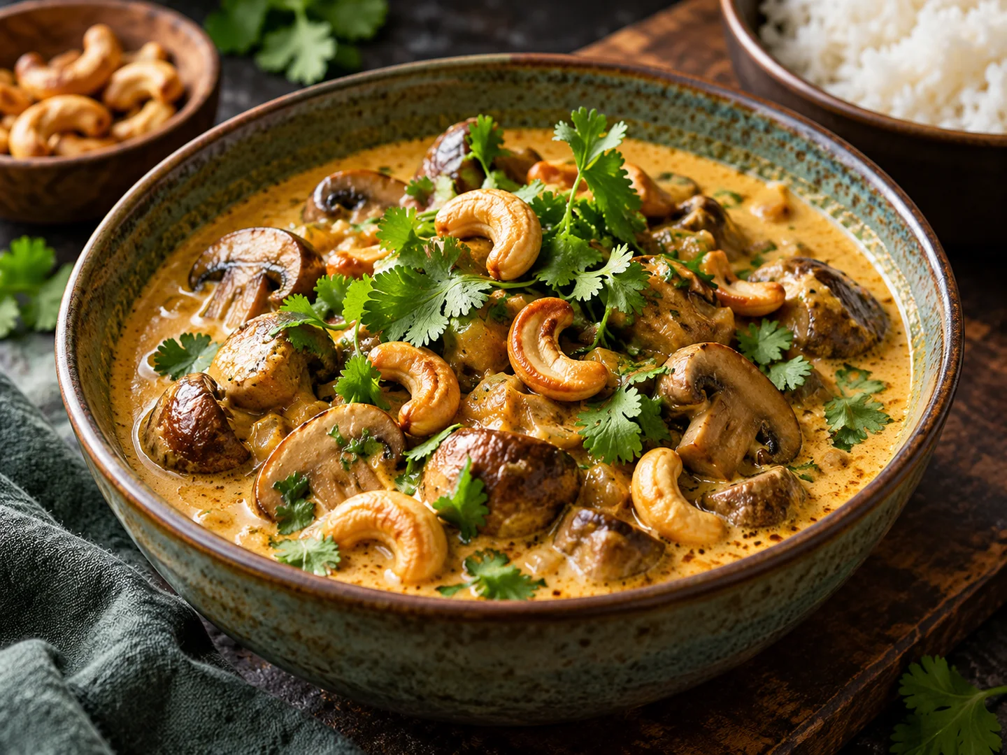 Curry de champignons et noix de cajou