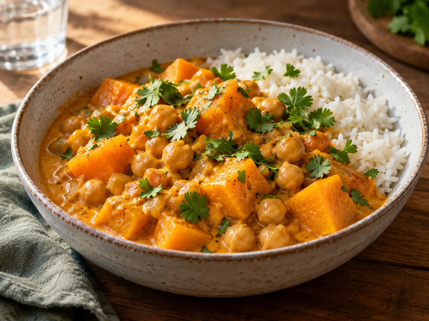 Curry de courge et pois chiches