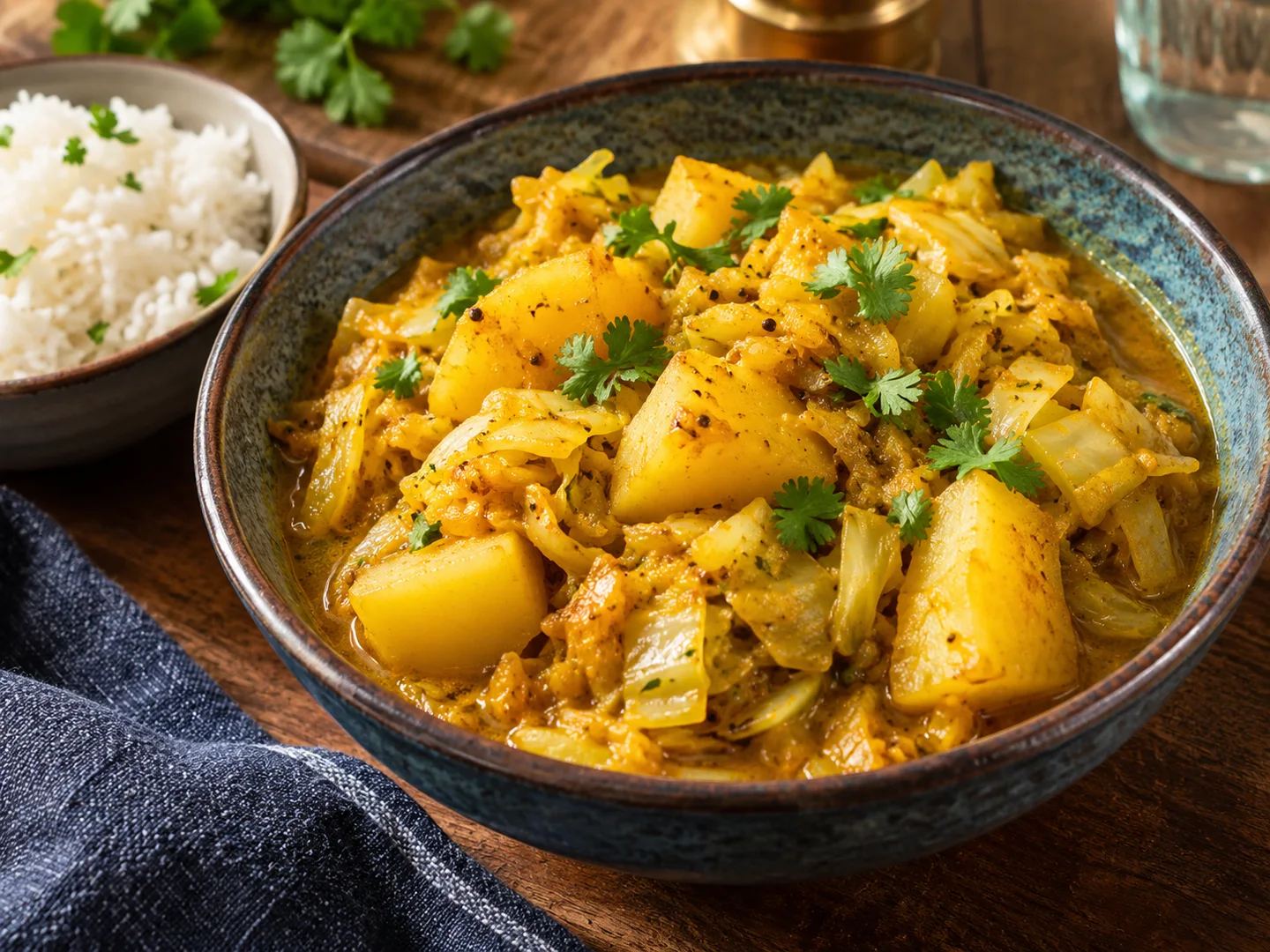 Curry de pommes de terre et chou