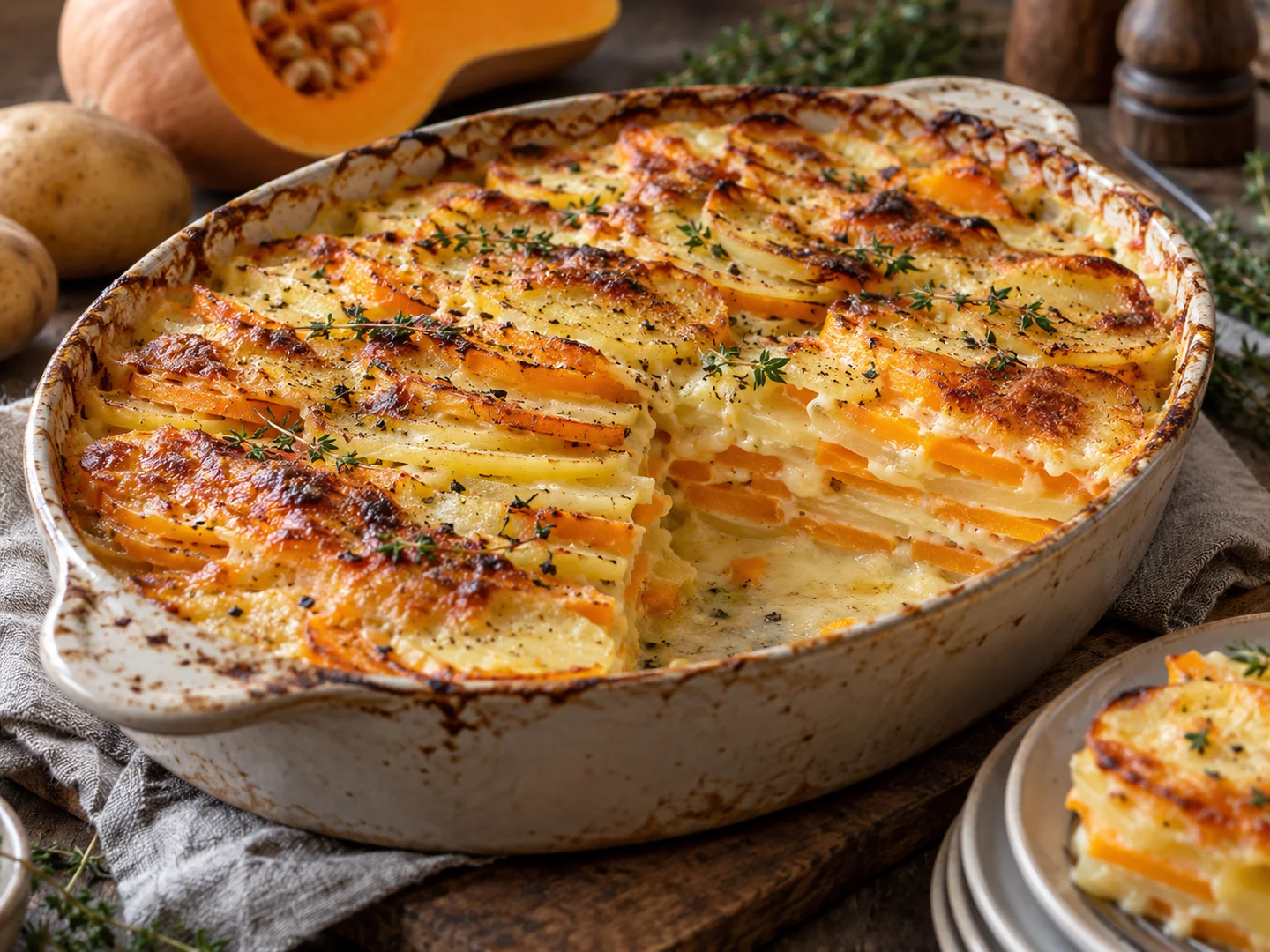 Gratin dauphinois de pommes de terre et courge