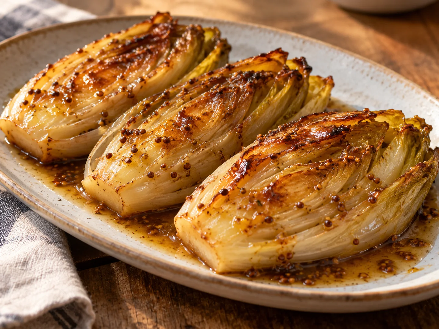 Endives braisÃ©es au miel et Ã  la moutarde