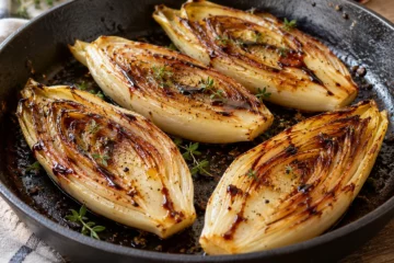 Endives caramélisées à la poêle avec faces brun doré et glaçage balsamique