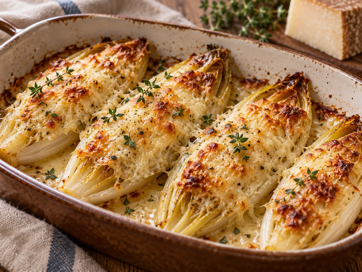 Gratin dâ€™endives au fromage de brebis dorÃ©