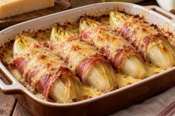 Endives enveloppÃ©es de jambon cru avec comtÃ© gratinÃ©