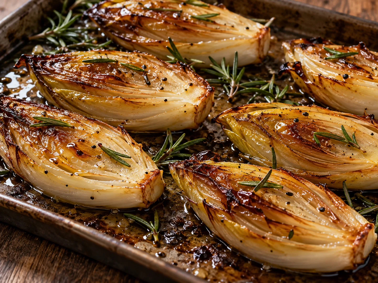 Endives rÃ´ties au miel avec romarin