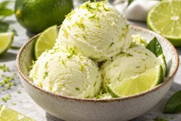 Boules de glace au citron vert avec zeste fin