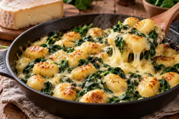 Gnocchis dorÃ©s au reblochon et Ã©pinards