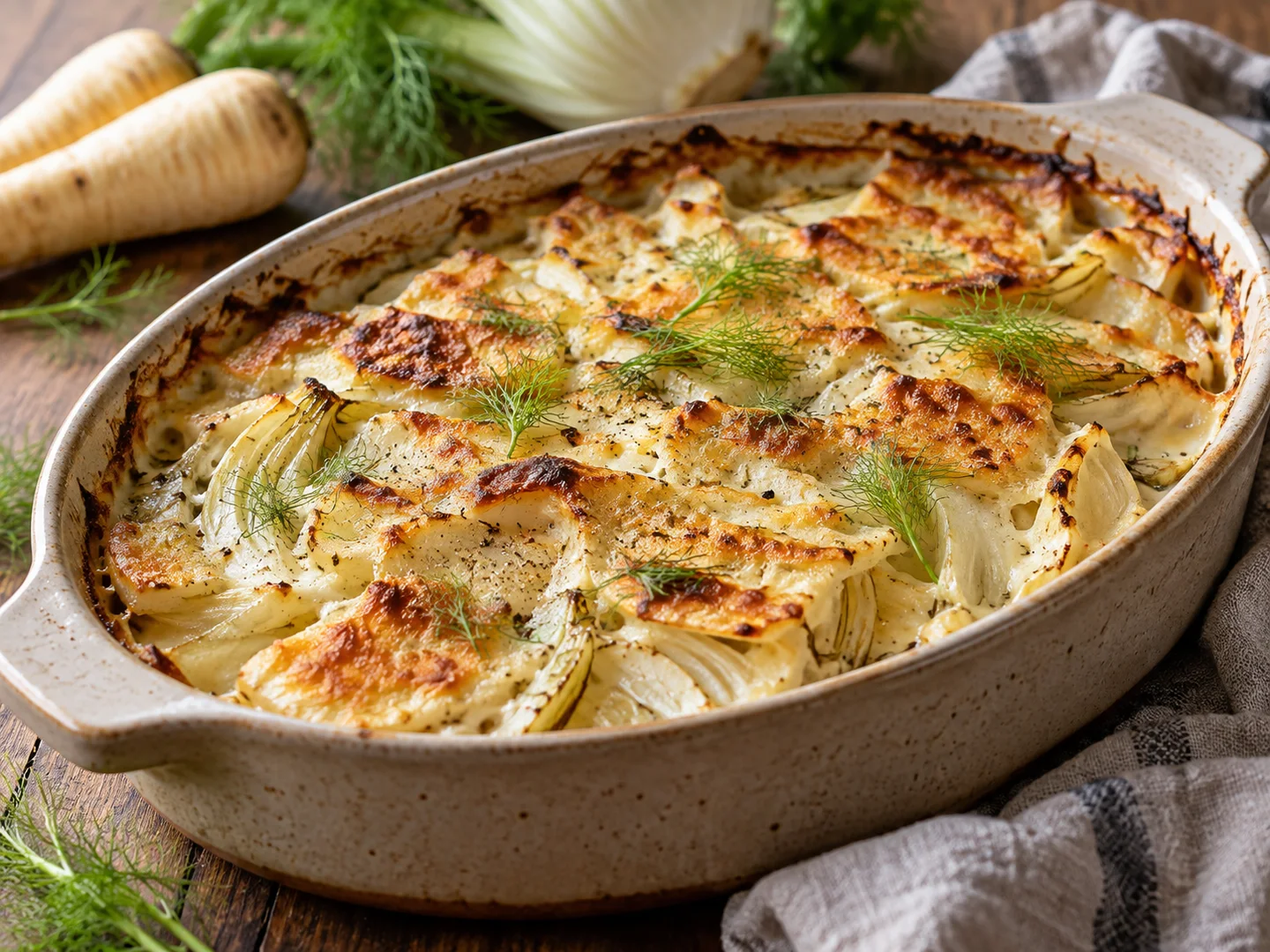 Gratin de panais et fenouil