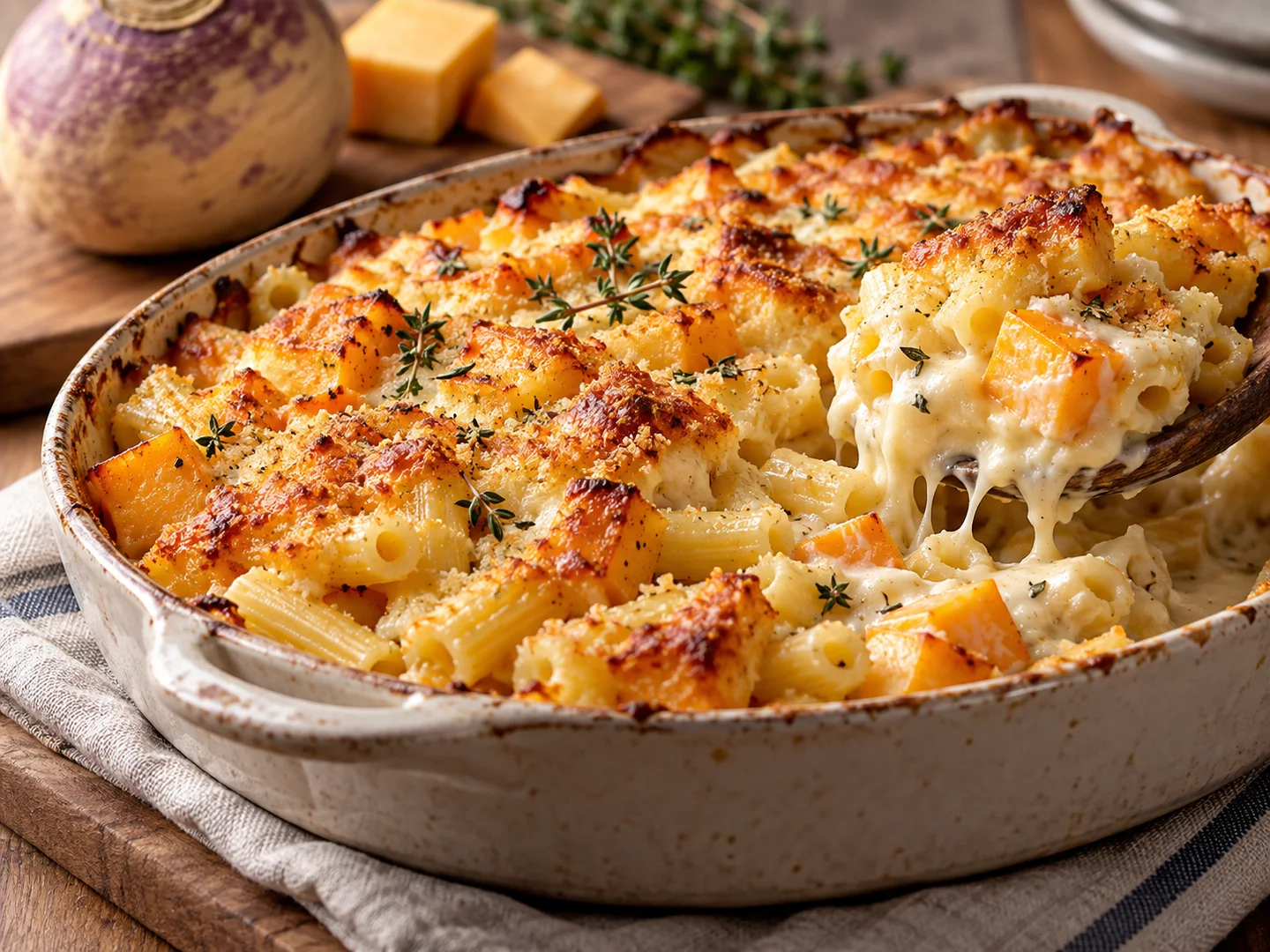 Gratin de rutabaga et pÃ¢tes au comtÃ©