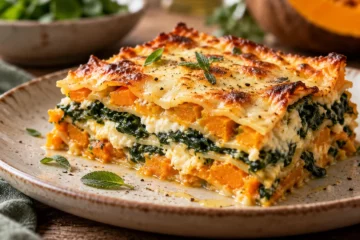 Part de lasagnes Ã  la courge et aux Ã©pinards
