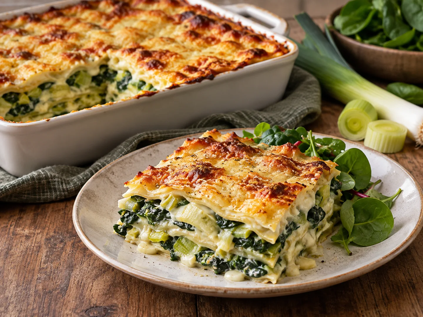Lasagnes aux poireaux, Ã©pinards et ricotta