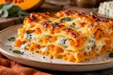 Part de lasagnes au potiron et gorgonzola