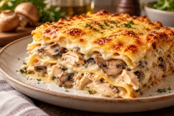 Lasagnes au poulet et champignons