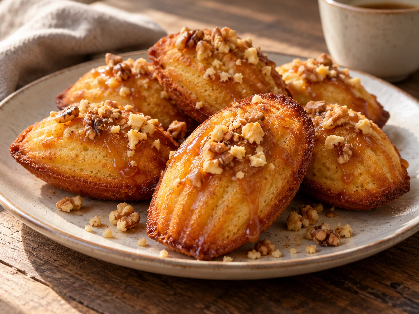 Madeleines au caramel et aux noix