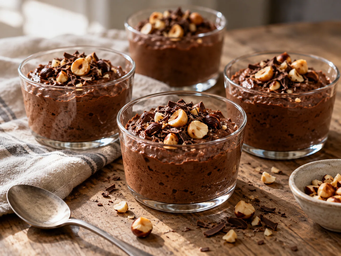 Mousse au chocolat et aux noisettes