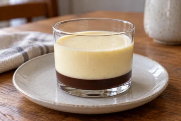 Panna cotta vanille avec couche de chocolat noir