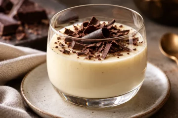 Panna cotta vanille avec copeaux de chocolat noir