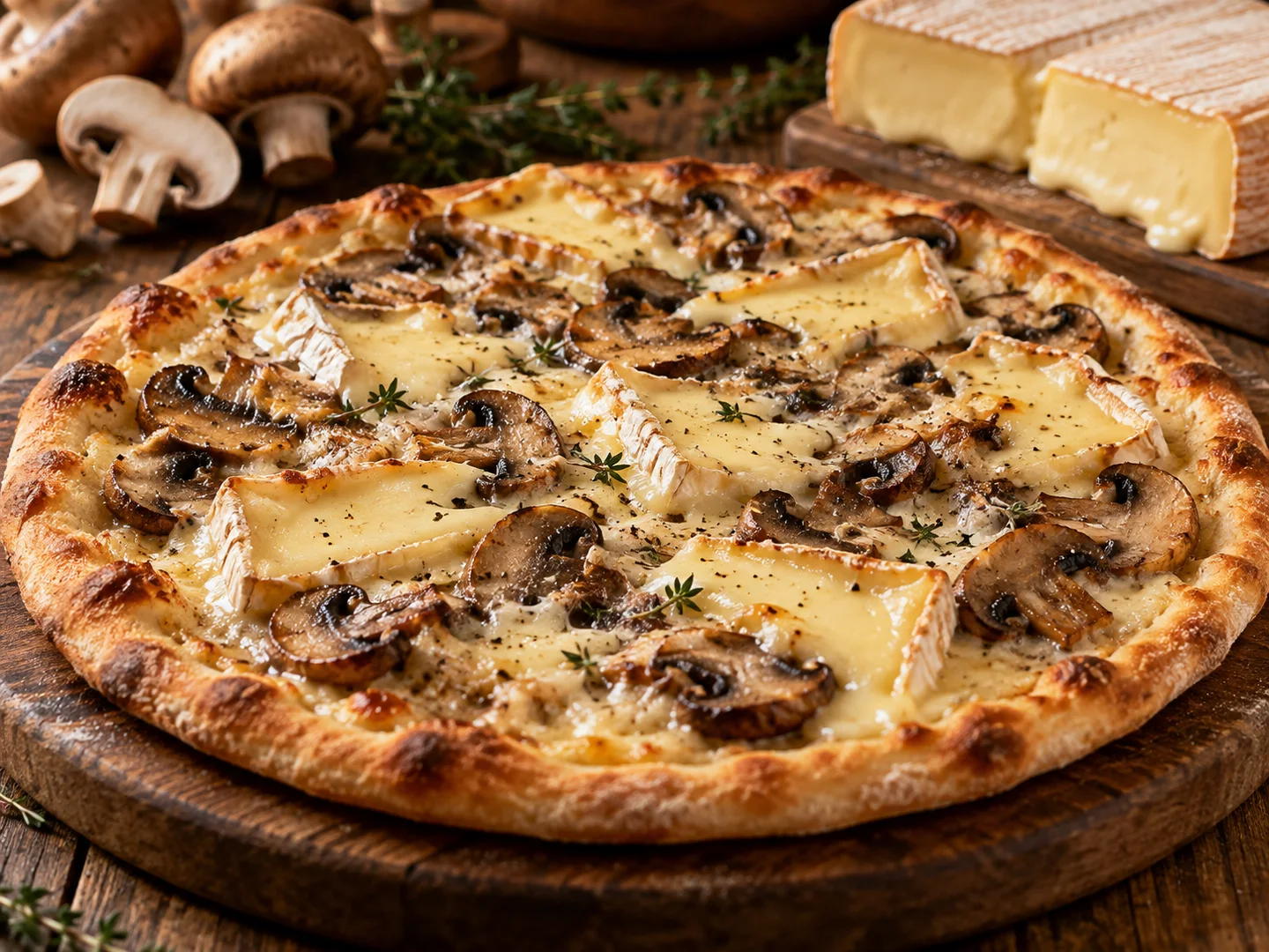 Pizza au reblochon et champignons