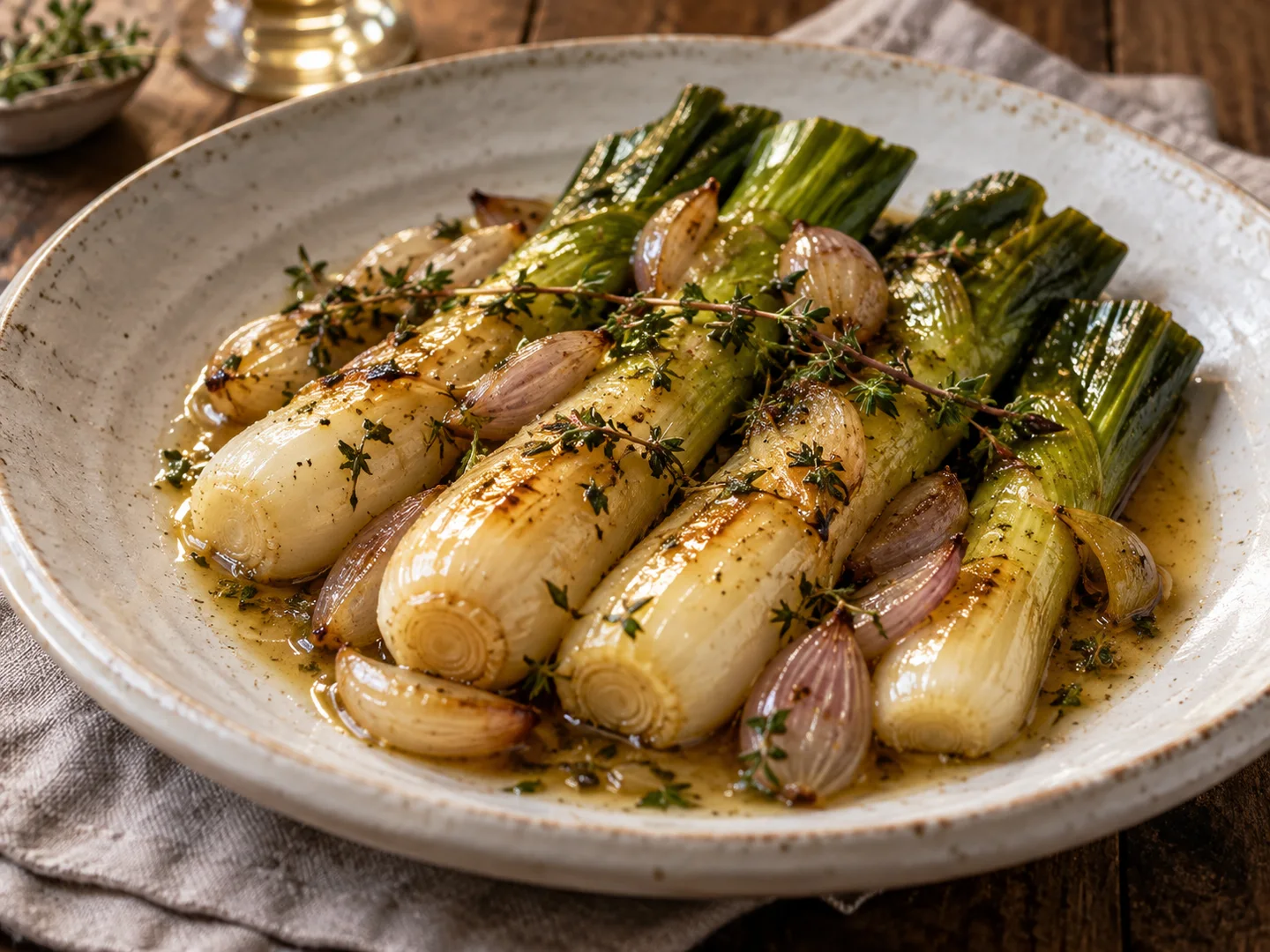 Poireaux braisÃ©s au vin blanc