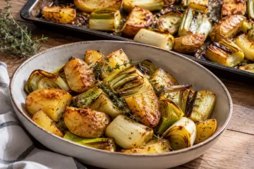 Poireaux et pommes de terre rÃ´tis