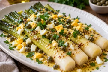 Poireaux vinaigrette avec Å“uf et cÃ¢pres
