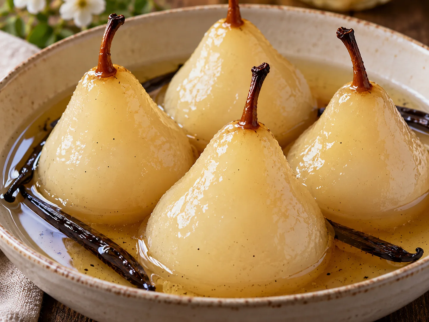 Poires pochÃ©es Ã  la vanille