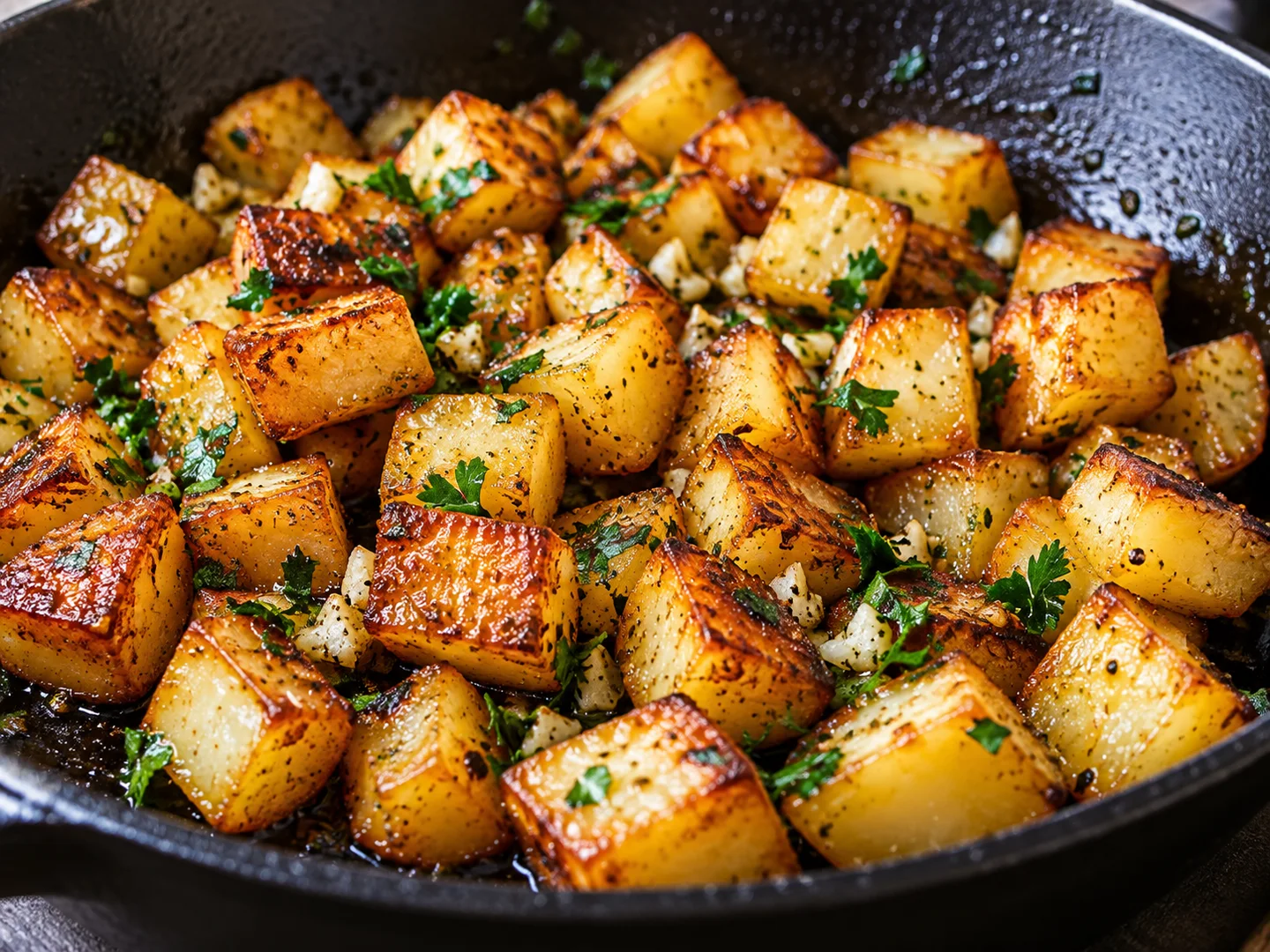 Pommes de terre sautÃ©es Ã  lâ€™ail et au persil