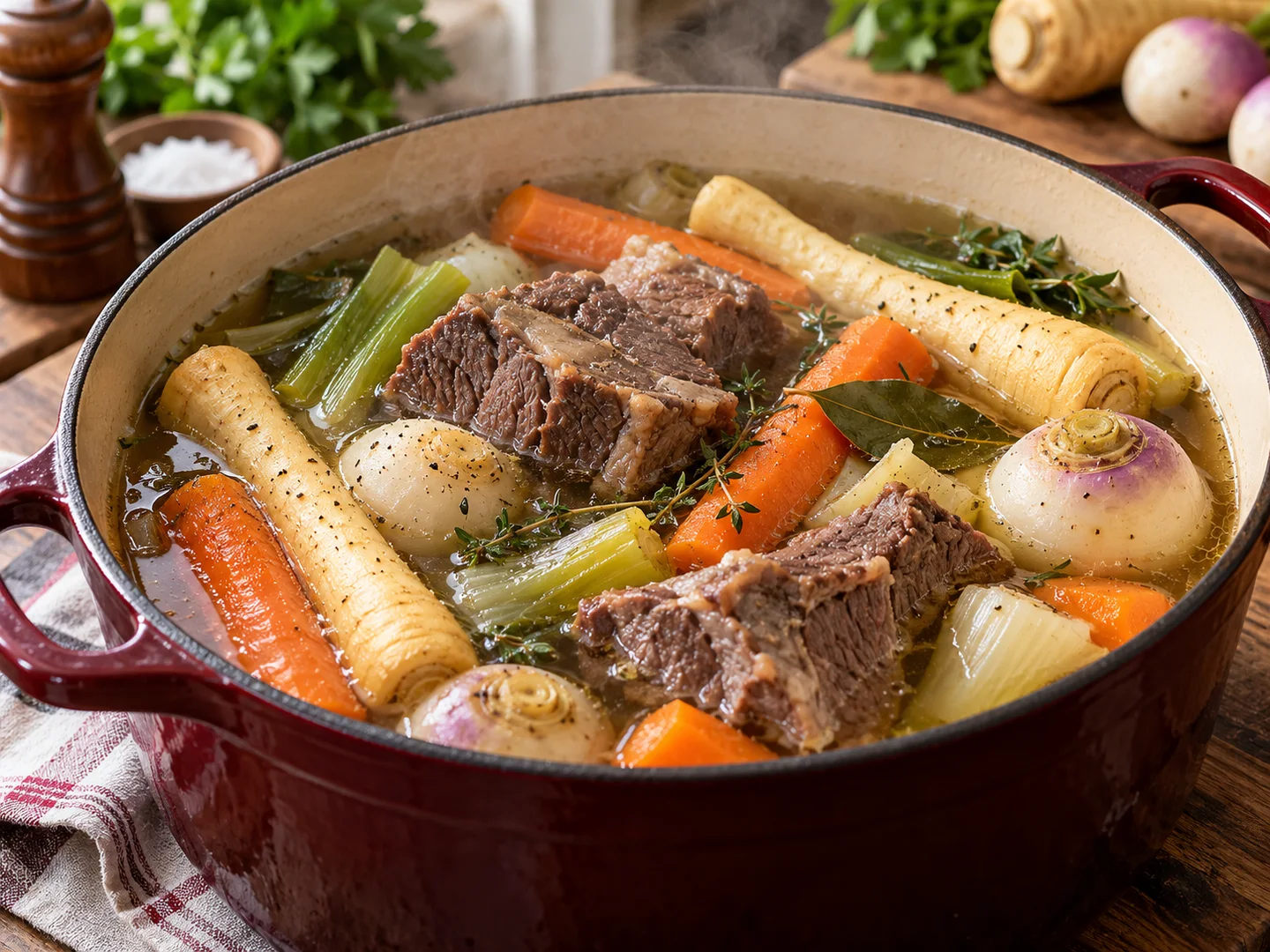 Pot-au-feu de bÅ“uf, panais et navets