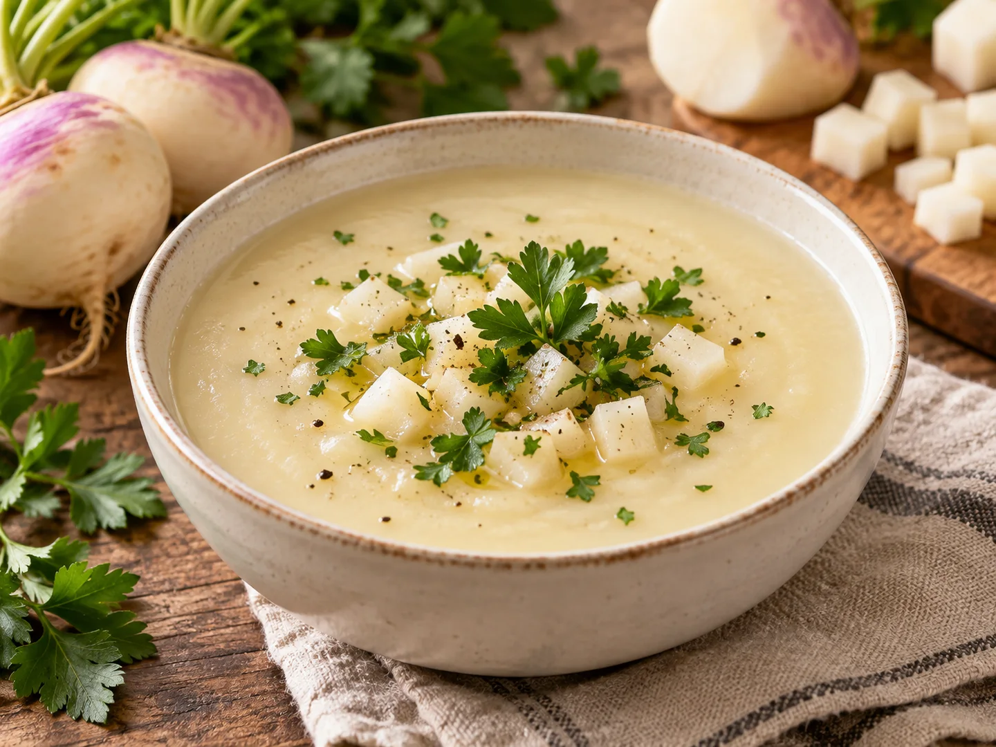 Potage de navets au persil