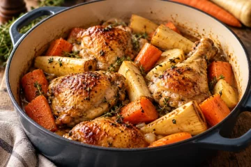 Poulet en cocotte avec panais et carottes
