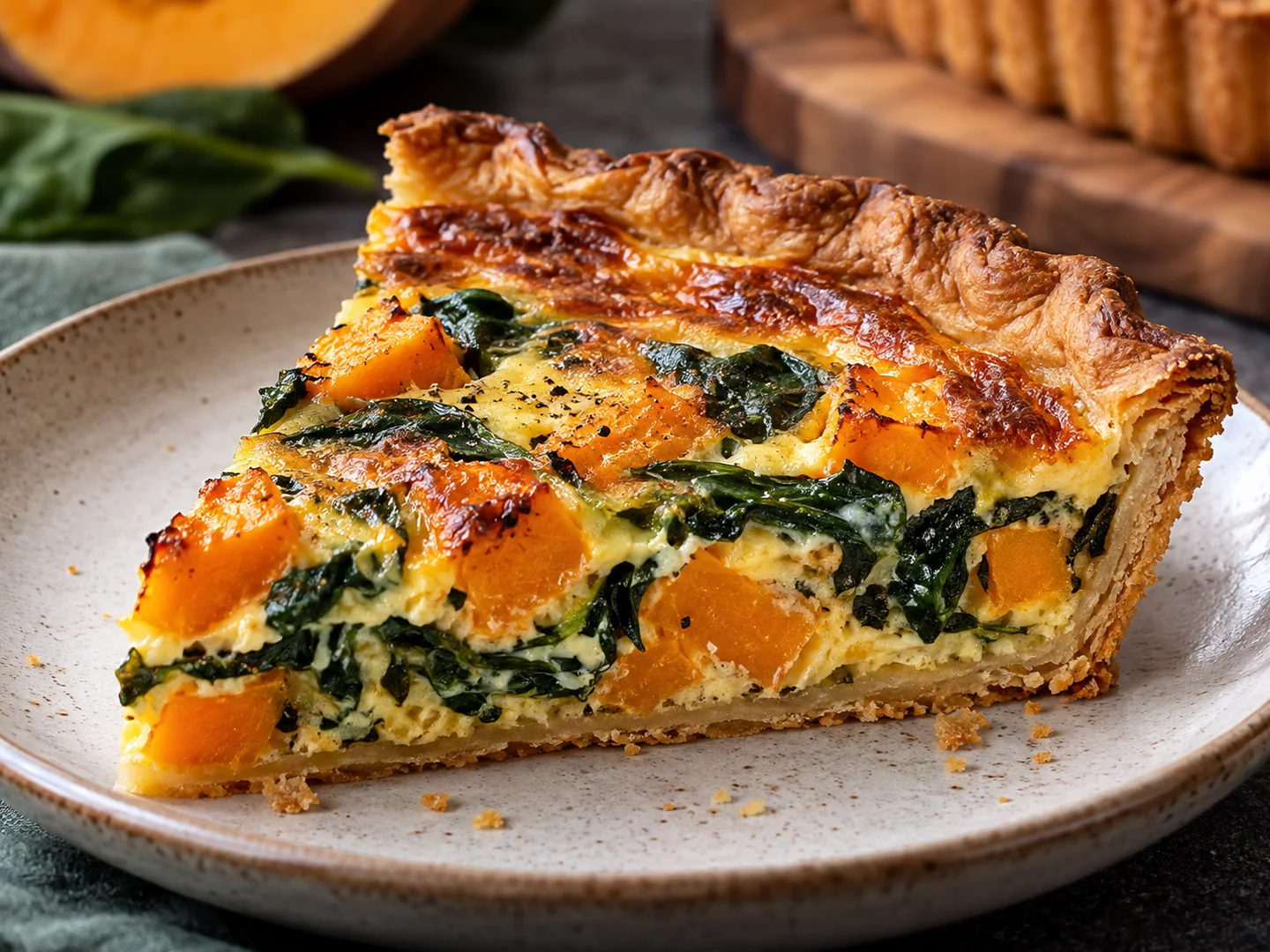Quiche Ã  la courge rÃ´tie et aux Ã©pinards