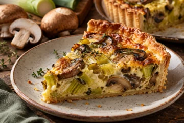 Quiche aux poireaux et champignons dorÃ©s